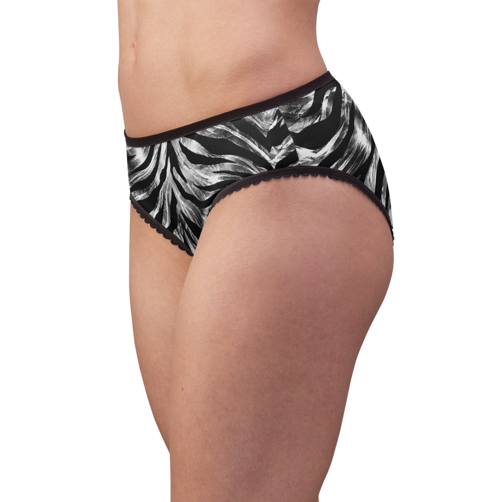 Women's Briefs — Swirling zebra stripes with metallic sheen