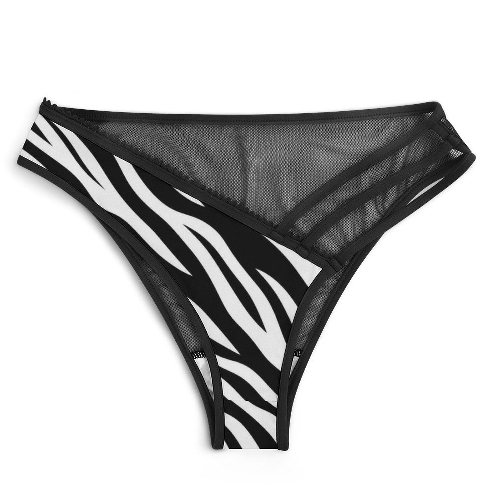 Multi-Strap Lace Briefs(All-Over Printing) - Zebra-stripe pattern