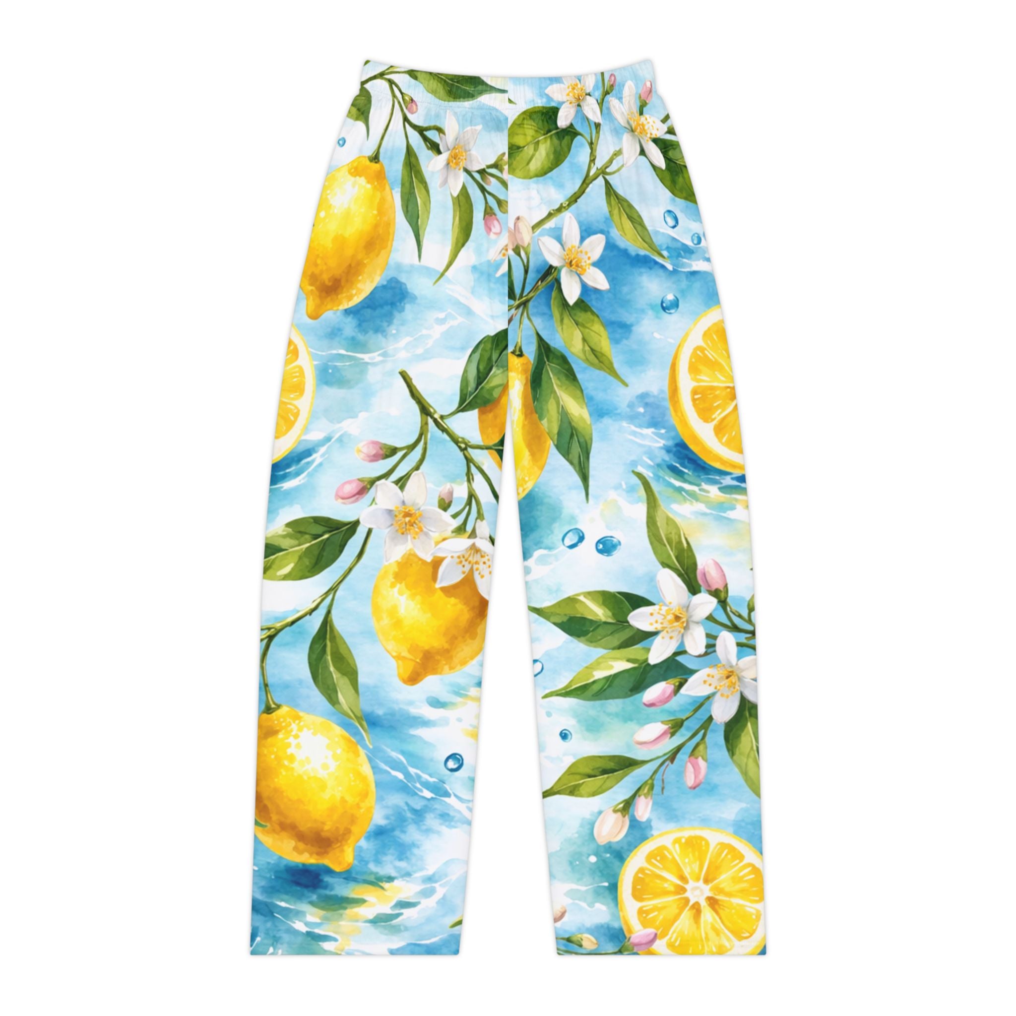 Lemon Blossom Women's Pajama Pants — Floral Citrus Lounge Sleepwear