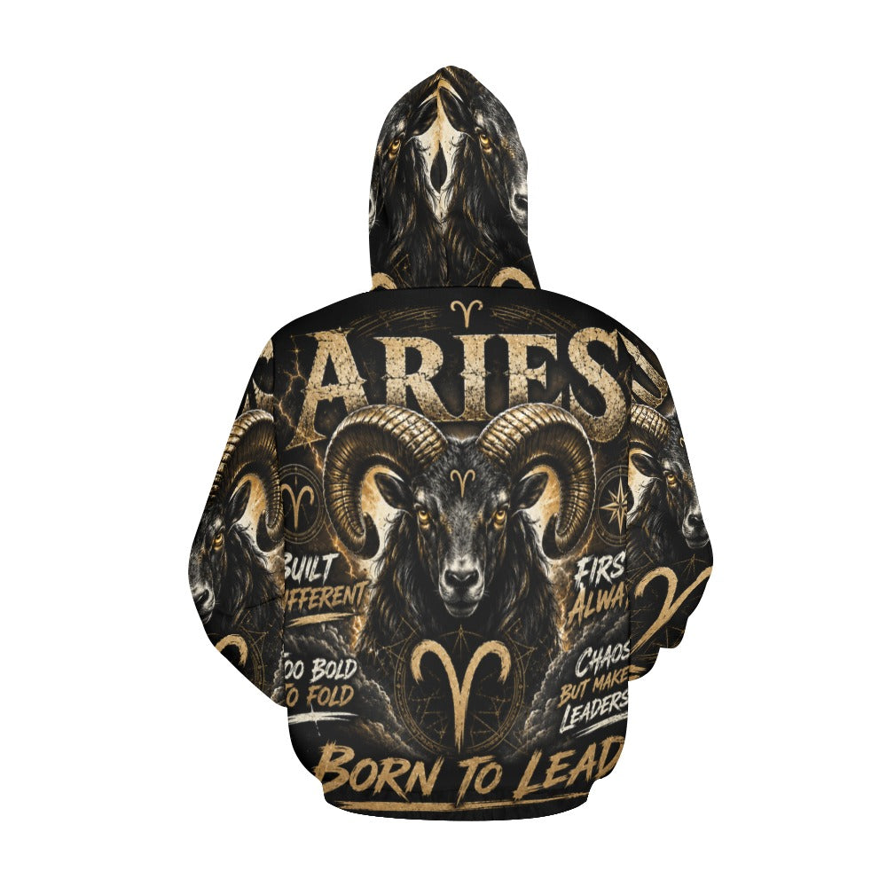 AOP Hoodie - Aries - Born to lead Men's All Over Print Hoodie (USA Size) (Model H13)