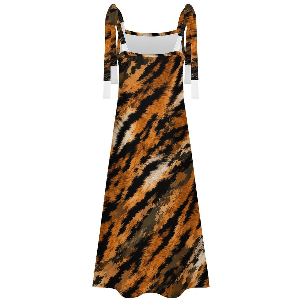 180gsm Ankle-length Slip Dress With Straps(All-Over Printing) - Zebra-stripe pattern