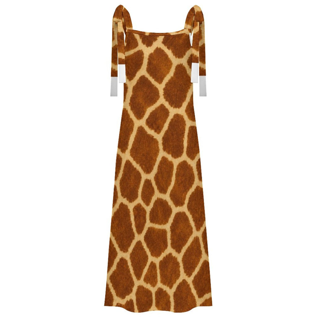 180gsm Ankle-length Slip Dress With Straps(All-Over Printing) - Giraffe Hide