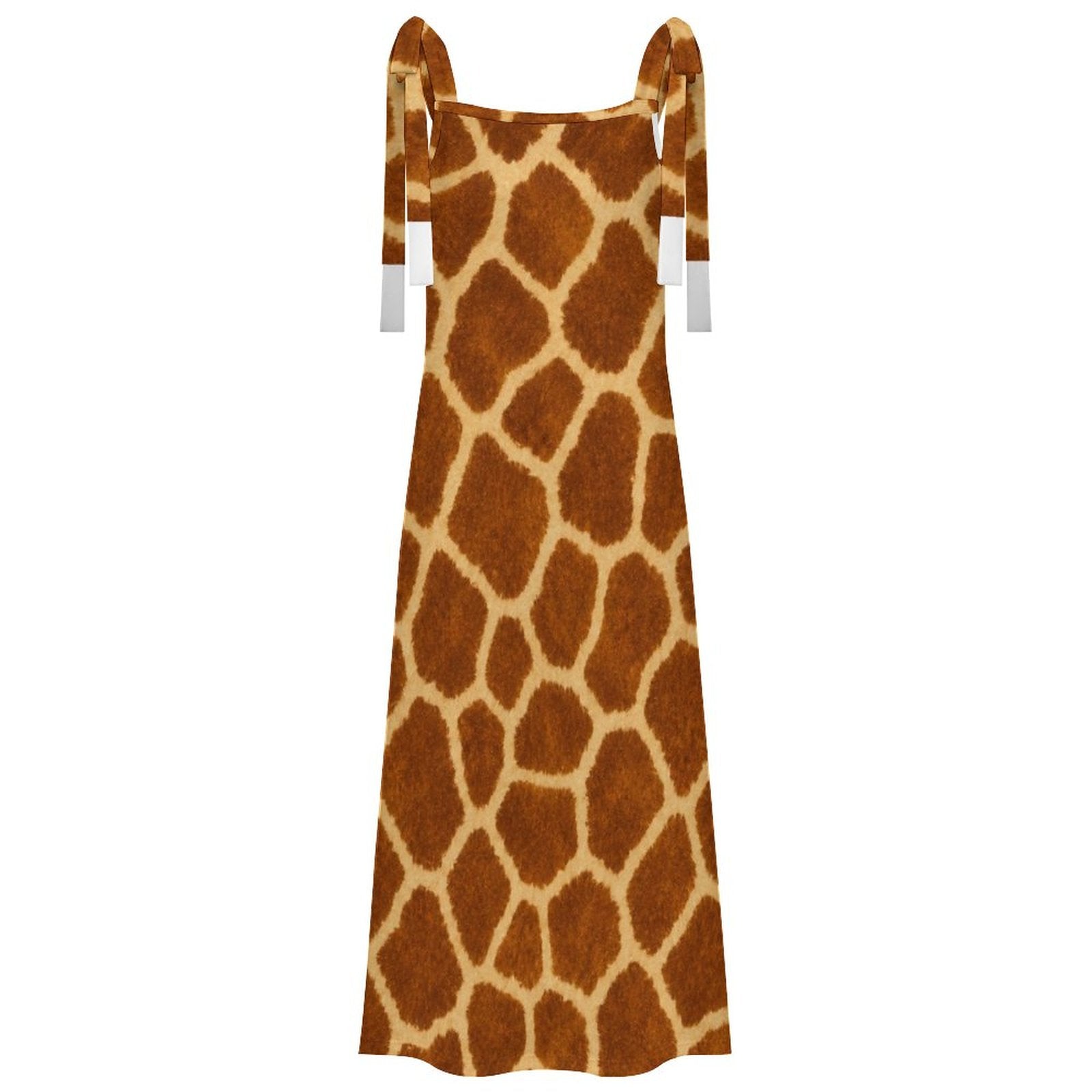 180gsm Ankle-length Slip Dress With Straps(All-Over Printing) - Giraffe Hide