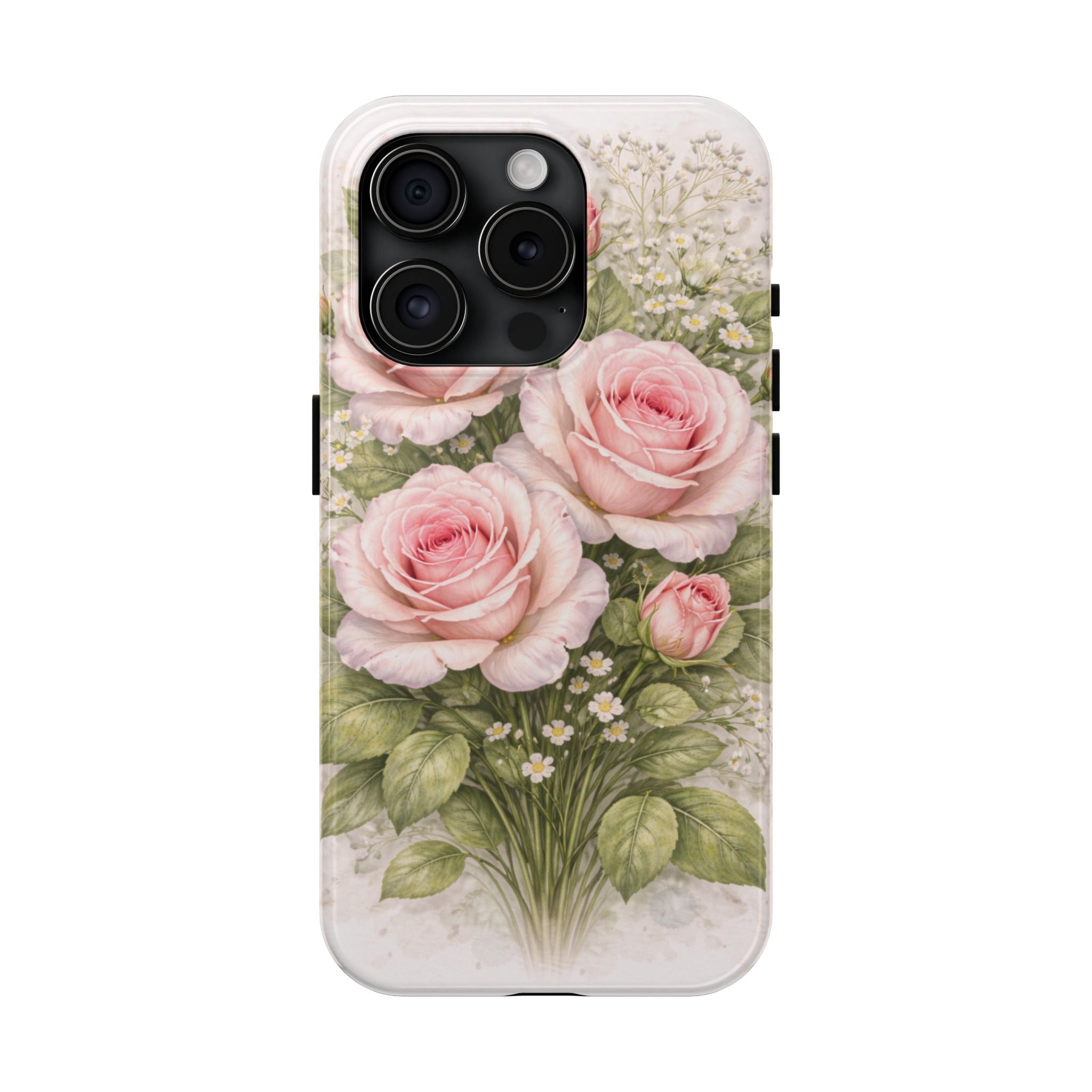 Pink rose bouquet with delicate flowers Phone Case — Tough Protective Phone Case