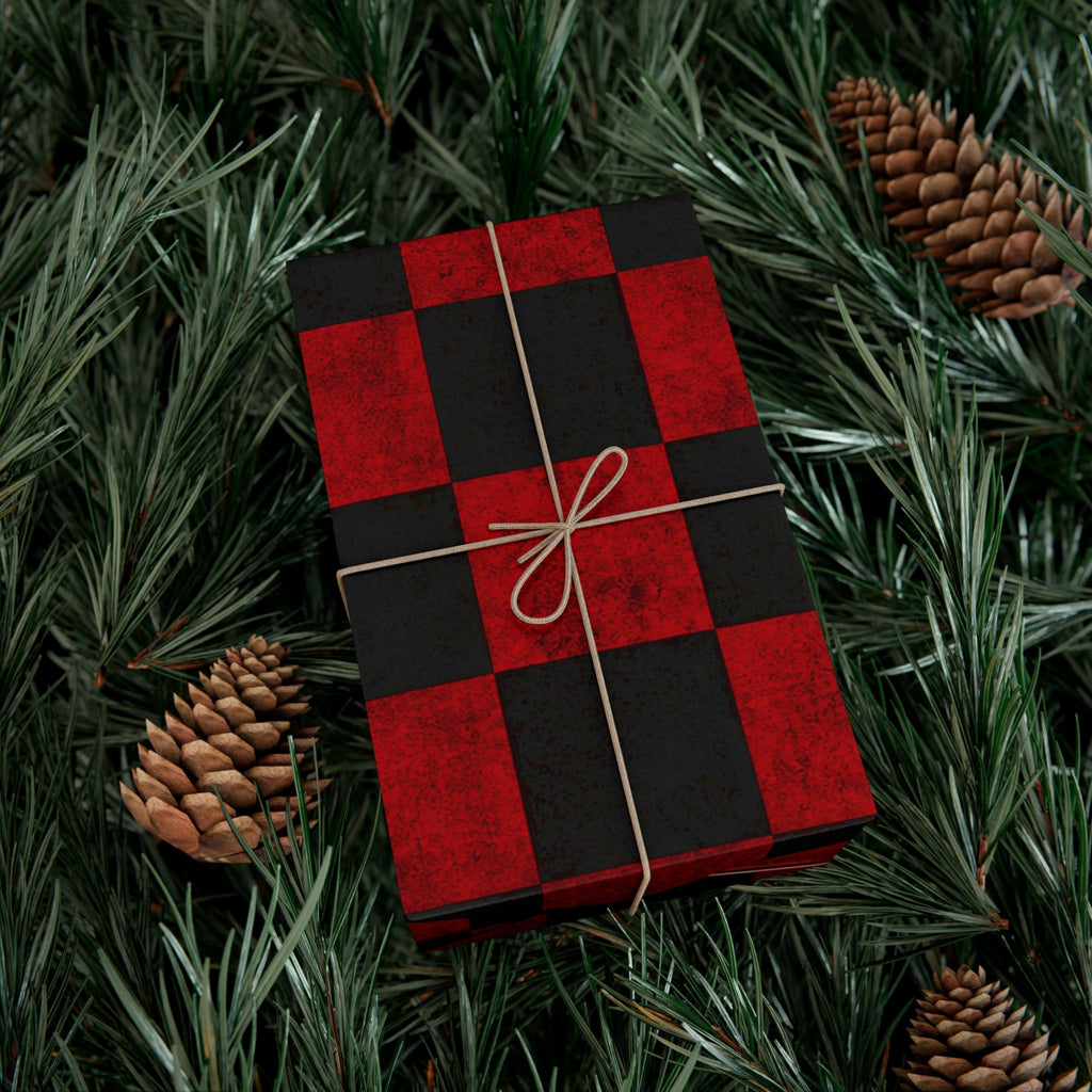 Gift Wrap Paper — Grungy red and black checkerboard pattern
