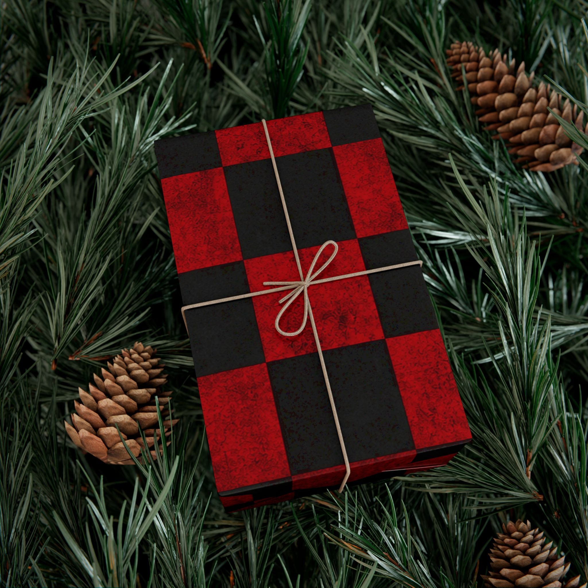 Gift Wrap Paper — Grungy red and black checkerboard pattern