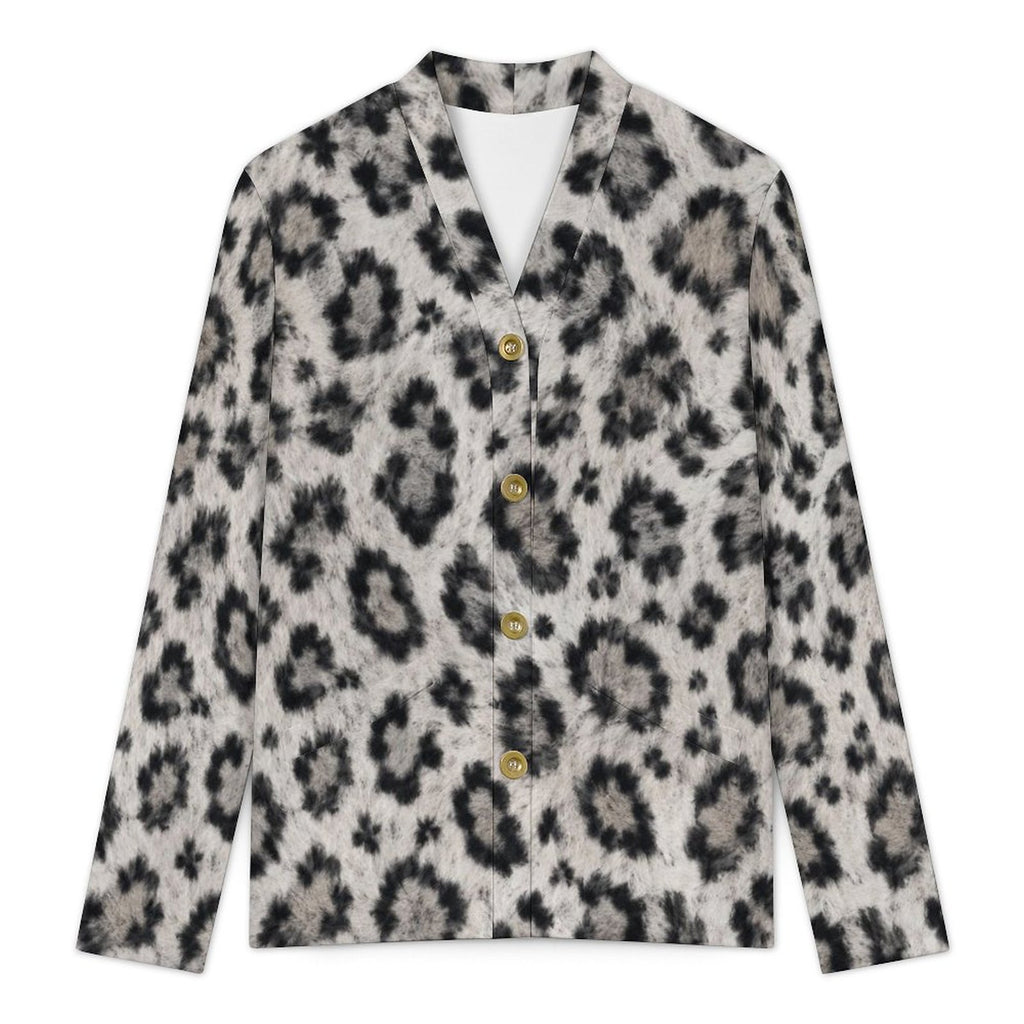 170gsm Women's Lightweight Cardigan(All-Over Printing) - Snow leopard