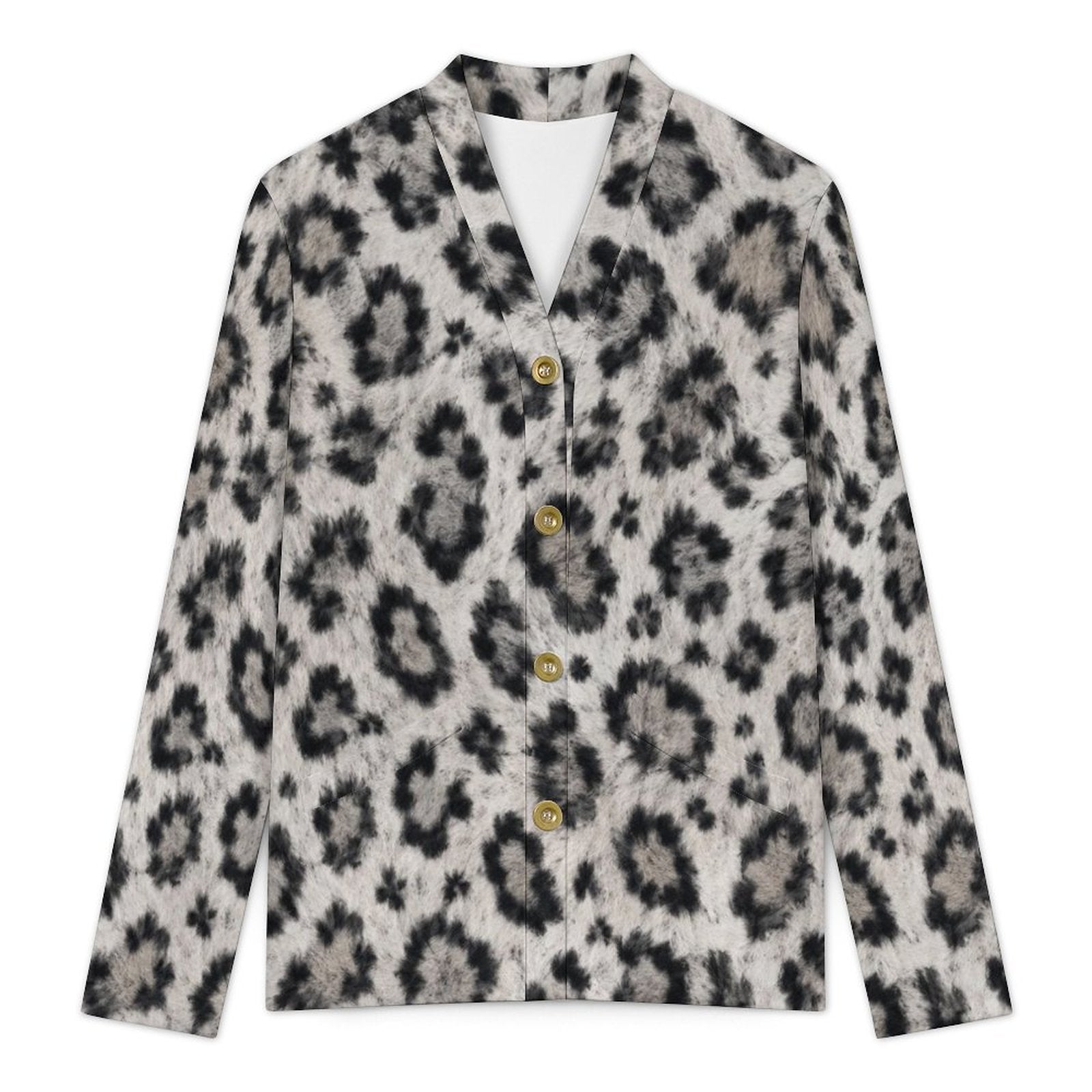 170gsm Women's Lightweight Cardigan(All-Over Printing) - Snow leopard