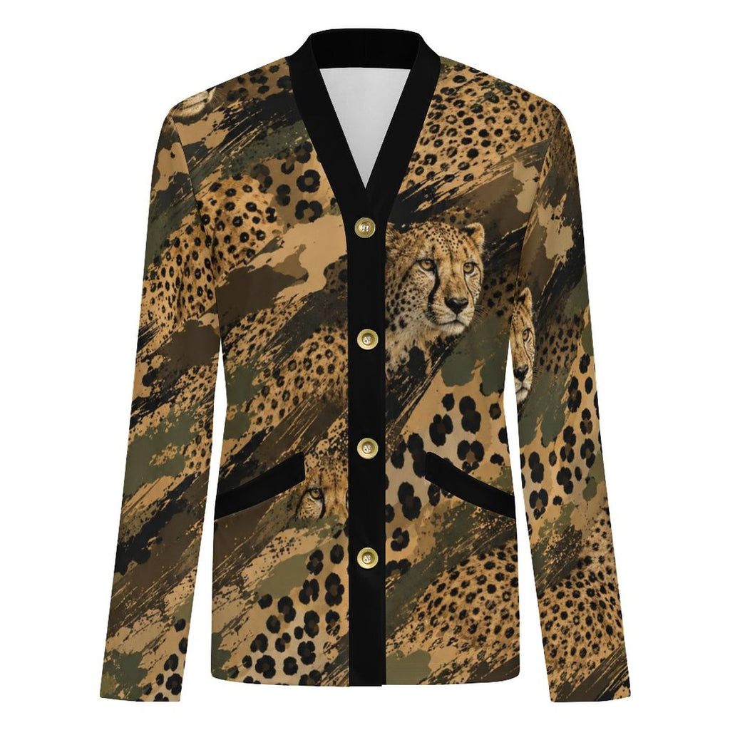 170gsm Women's Lightweight Cardigan(All-Over Printing) - Cheetah camouflage