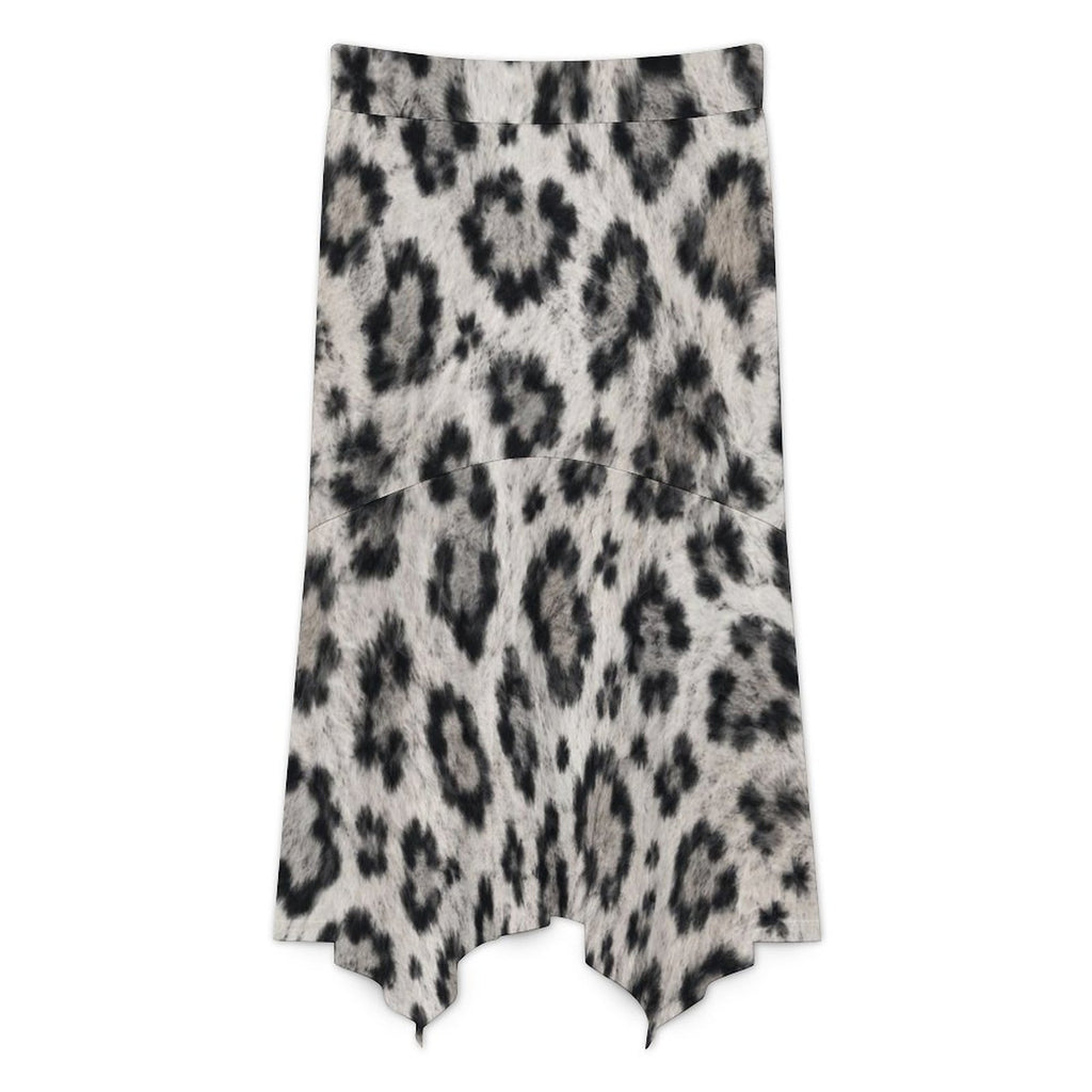 180gsm Irregular Hemmed Skirt(All-Over Printing) - Snow leopard