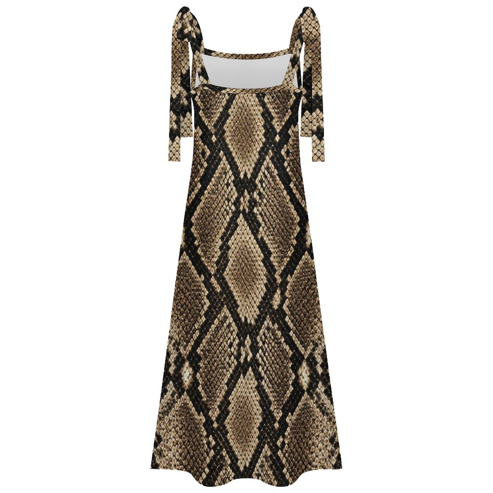 180gsm Ankle-length Slip Dress With Straps(All-Over Printing) - Snake skin Pattern