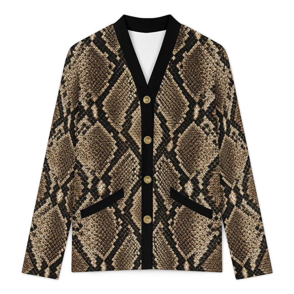 170gsm Women's Lightweight Cardigan(All-Over Printing) - Snake skin Pattern