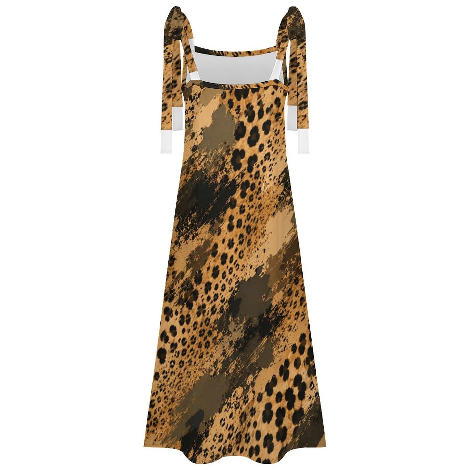 180gsm Ankle-length Slip Dress With Straps(All-Over Printing) - Cheetah camouflage texture