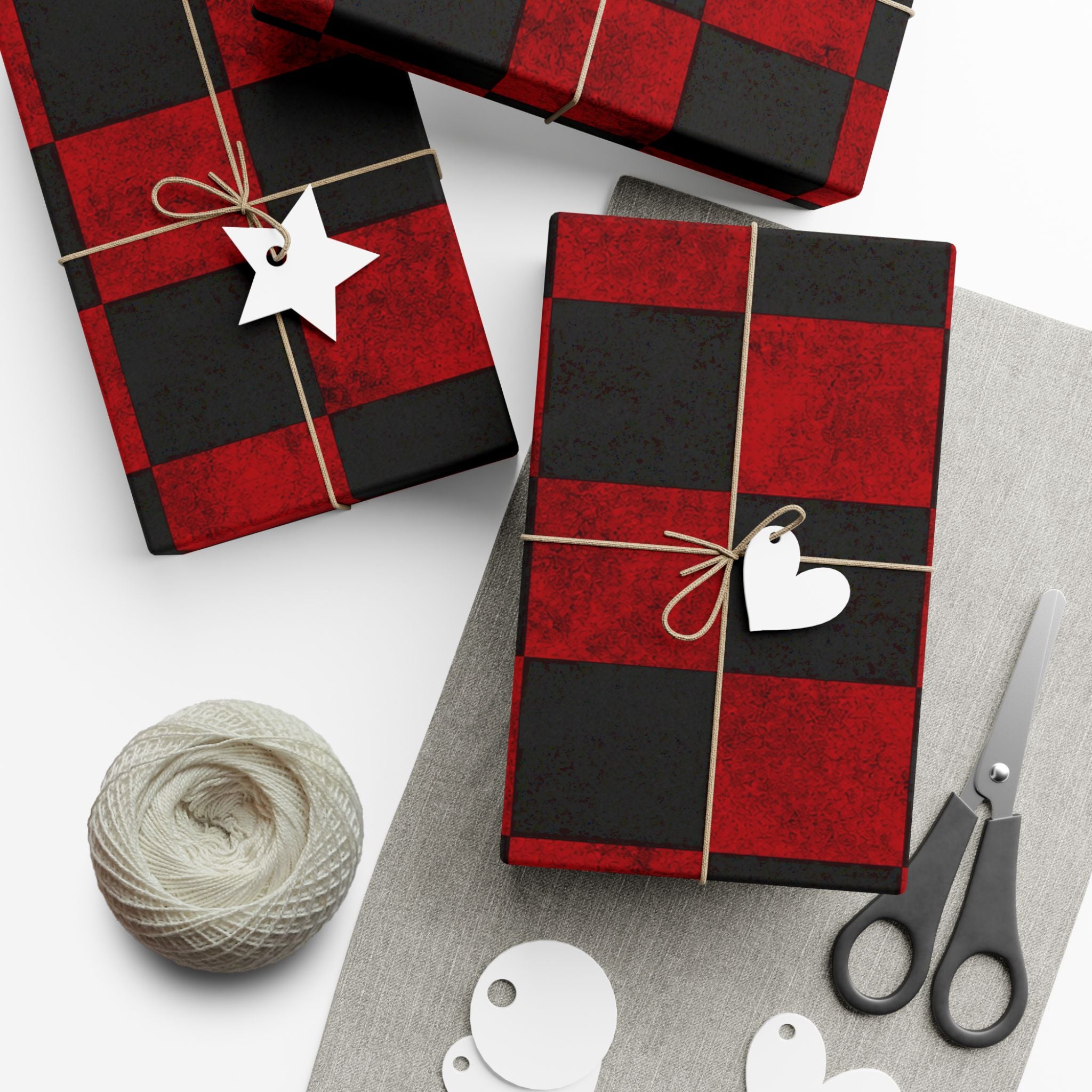 Gift Wrap Paper — Grungy red and black checkerboard pattern