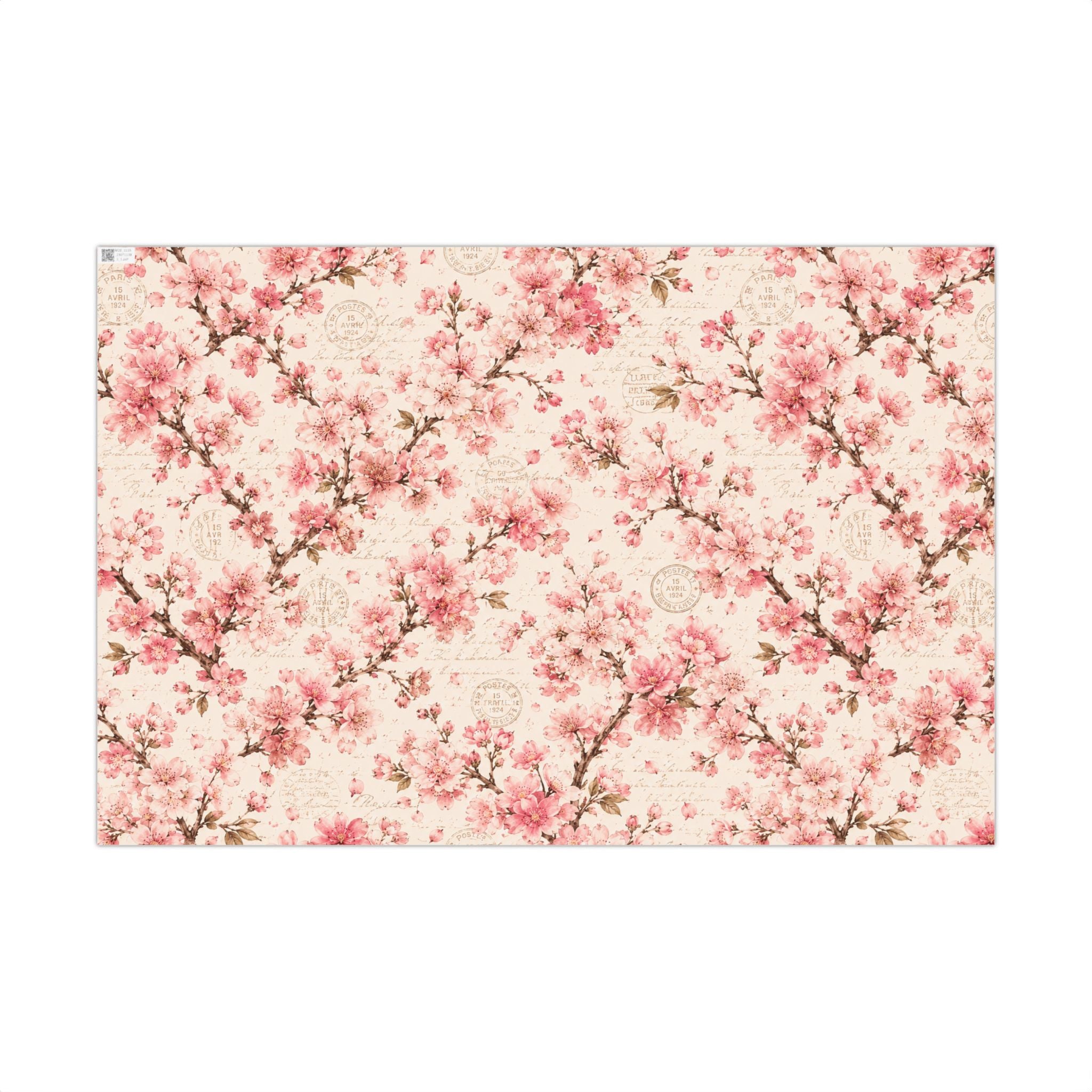 Gift Wrap Paper — Vintage sakura with postal accents