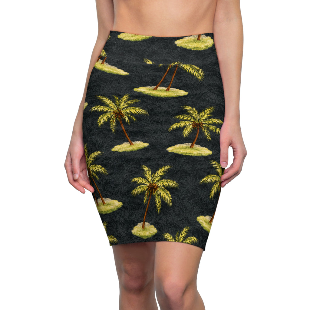 Women's Pencil Skirt (AOP) - Tropical palm islands