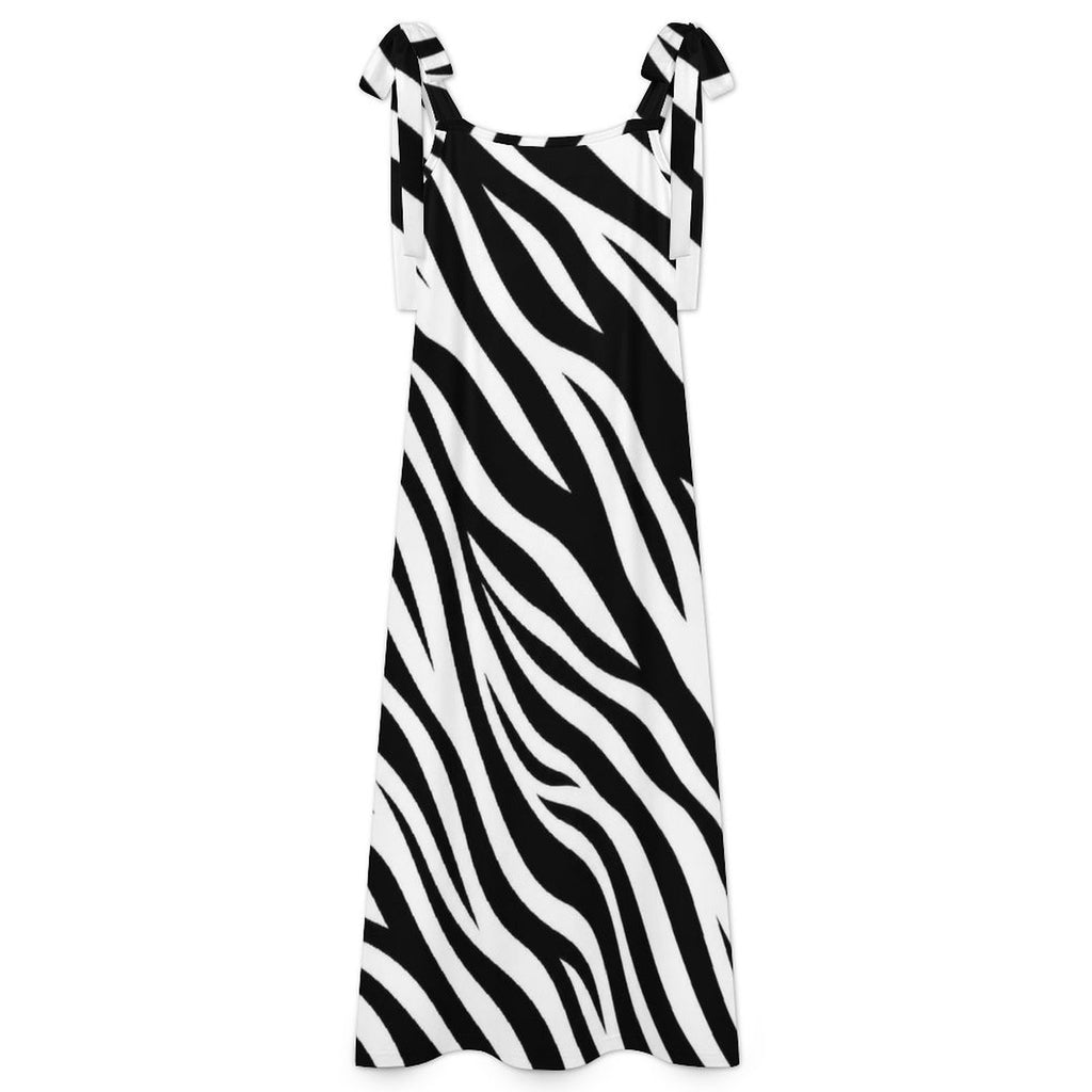 180gsm Ankle-length Slip Dress With Straps(All-Over Printing) - Zebra-stripe pattern