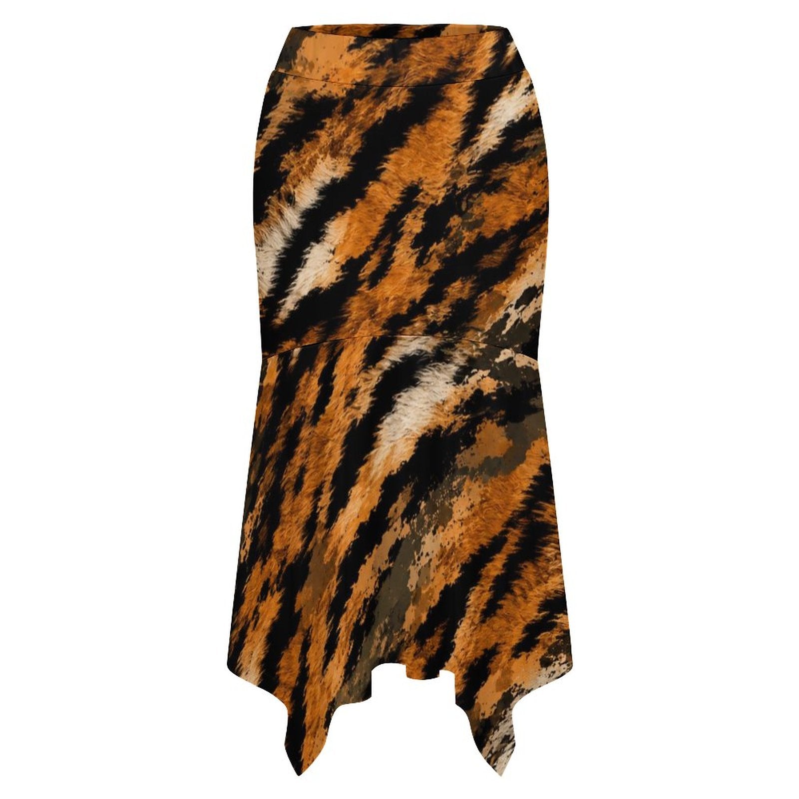 180gsm Irregular Hemmed Skirt(All-Over Printing) - tiger-fur camouflage