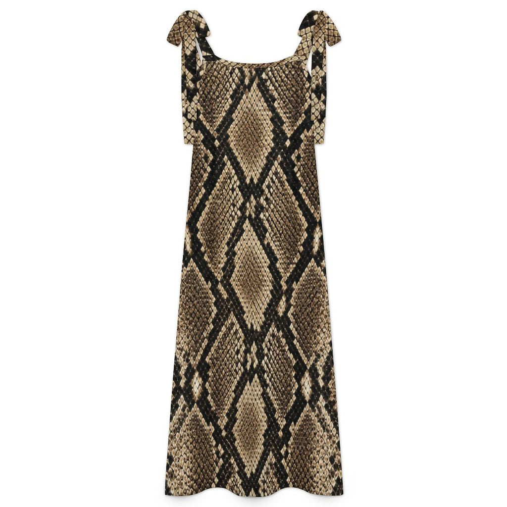 180gsm Ankle-length Slip Dress With Straps(All-Over Printing) - Snake skin Pattern