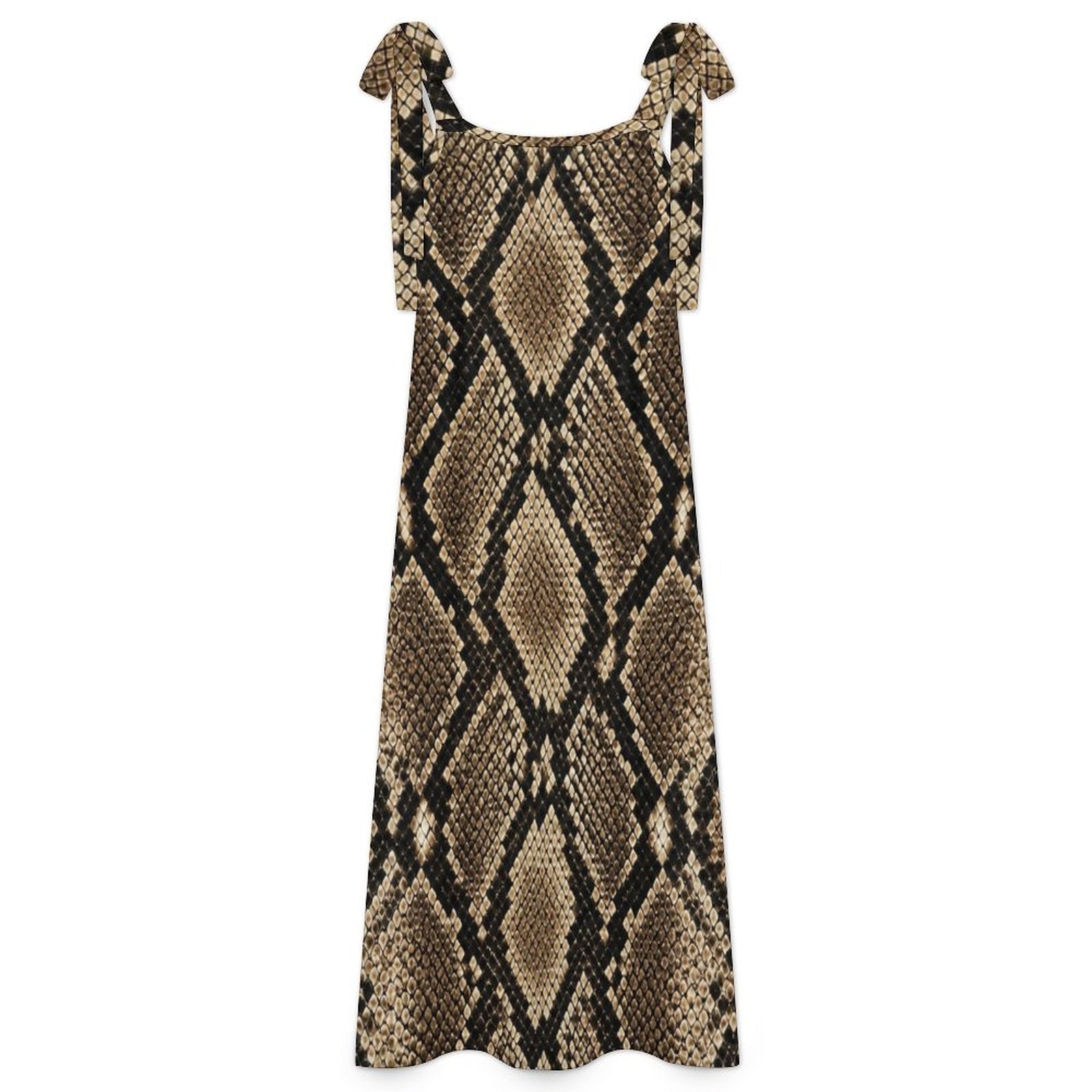 180gsm Ankle-length Slip Dress With Straps(All-Over Printing) - Snake skin Pattern
