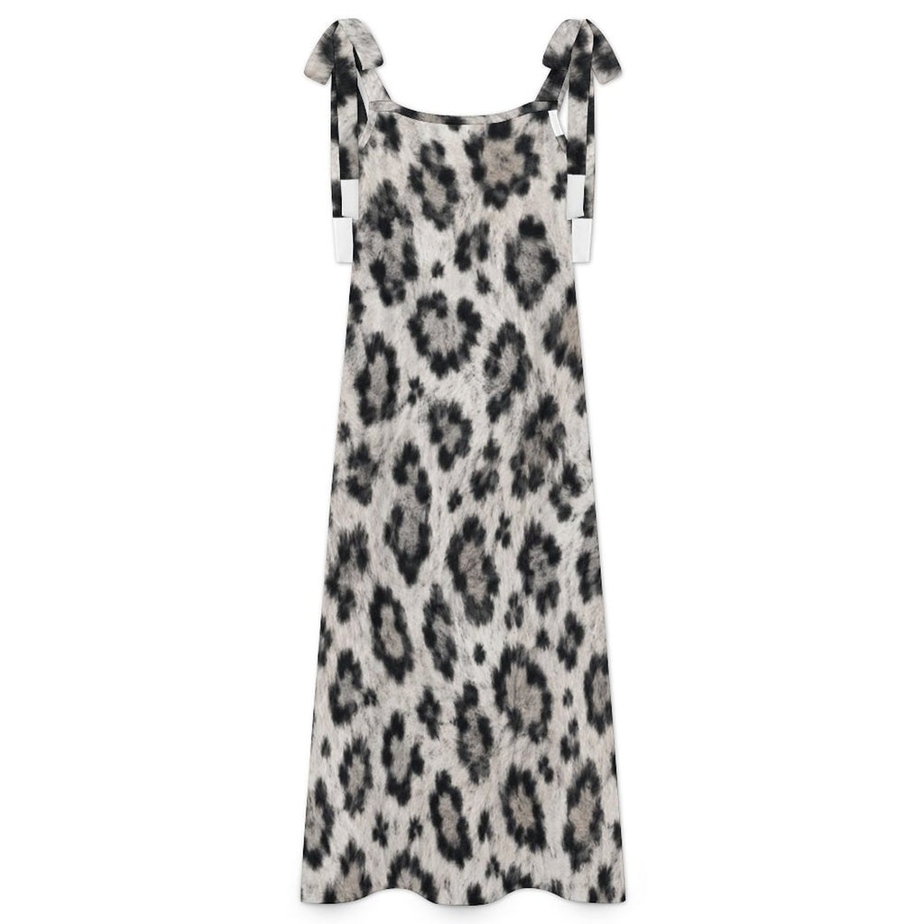 180gsm Ankle-length Slip Dress With Straps(All-Over Printing) - Snow leopard