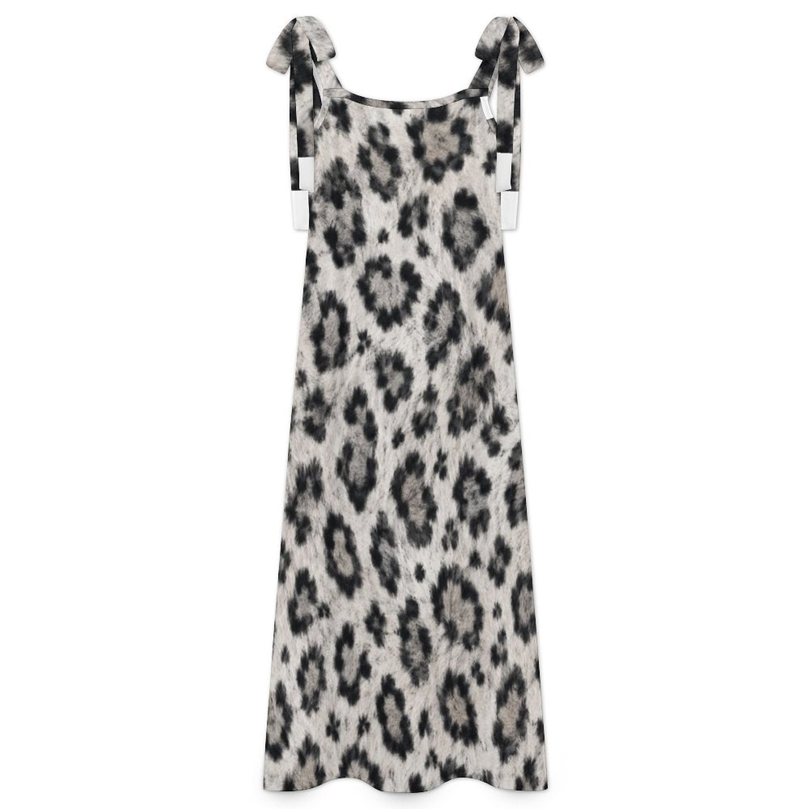 180gsm Ankle-length Slip Dress With Straps(All-Over Printing) - Snow leopard