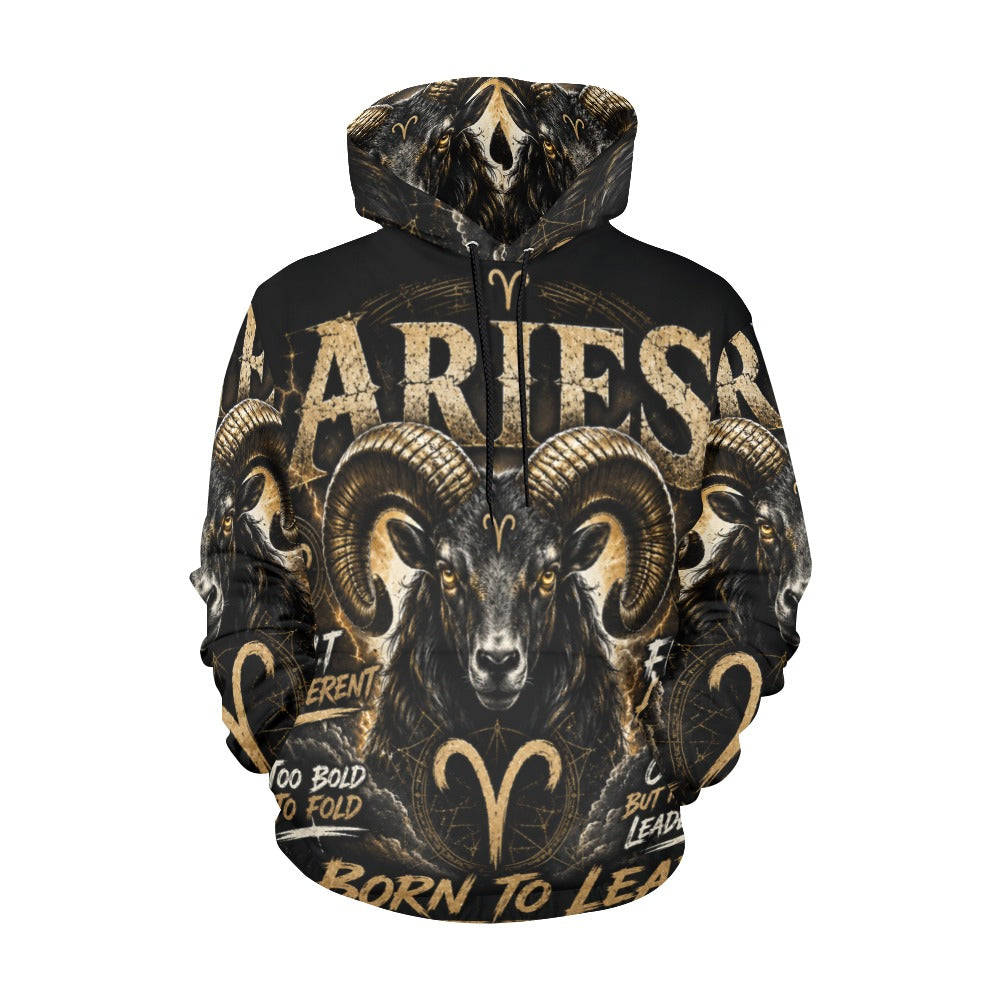 AOP Hoodie - Aries - Born to lead Men's All Over Print Hoodie (USA Size) (Model H13)