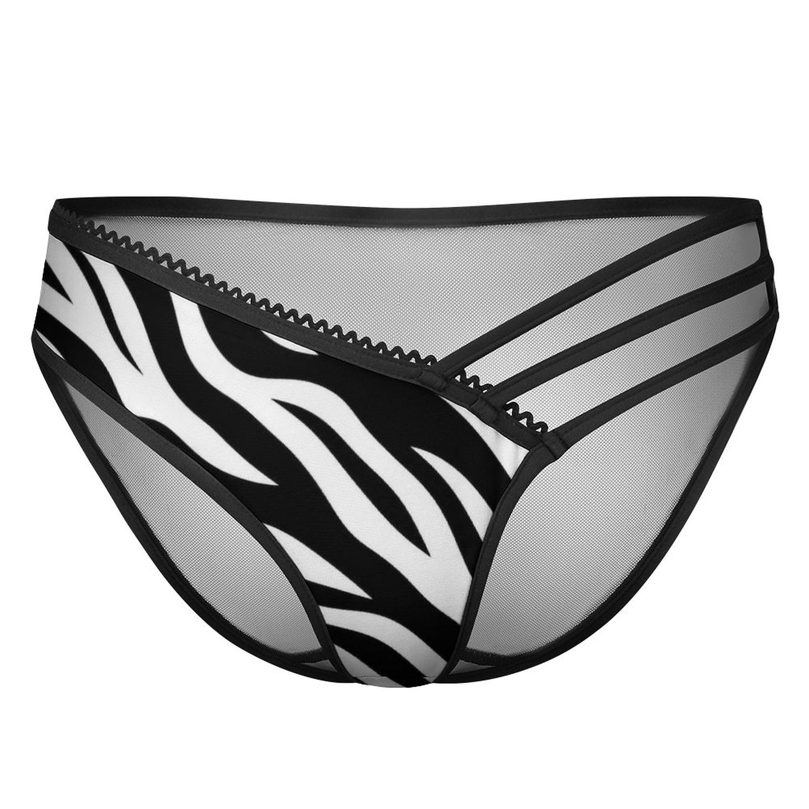 Multi-Strap Lace Briefs(All-Over Printing) - Zebra-stripe pattern