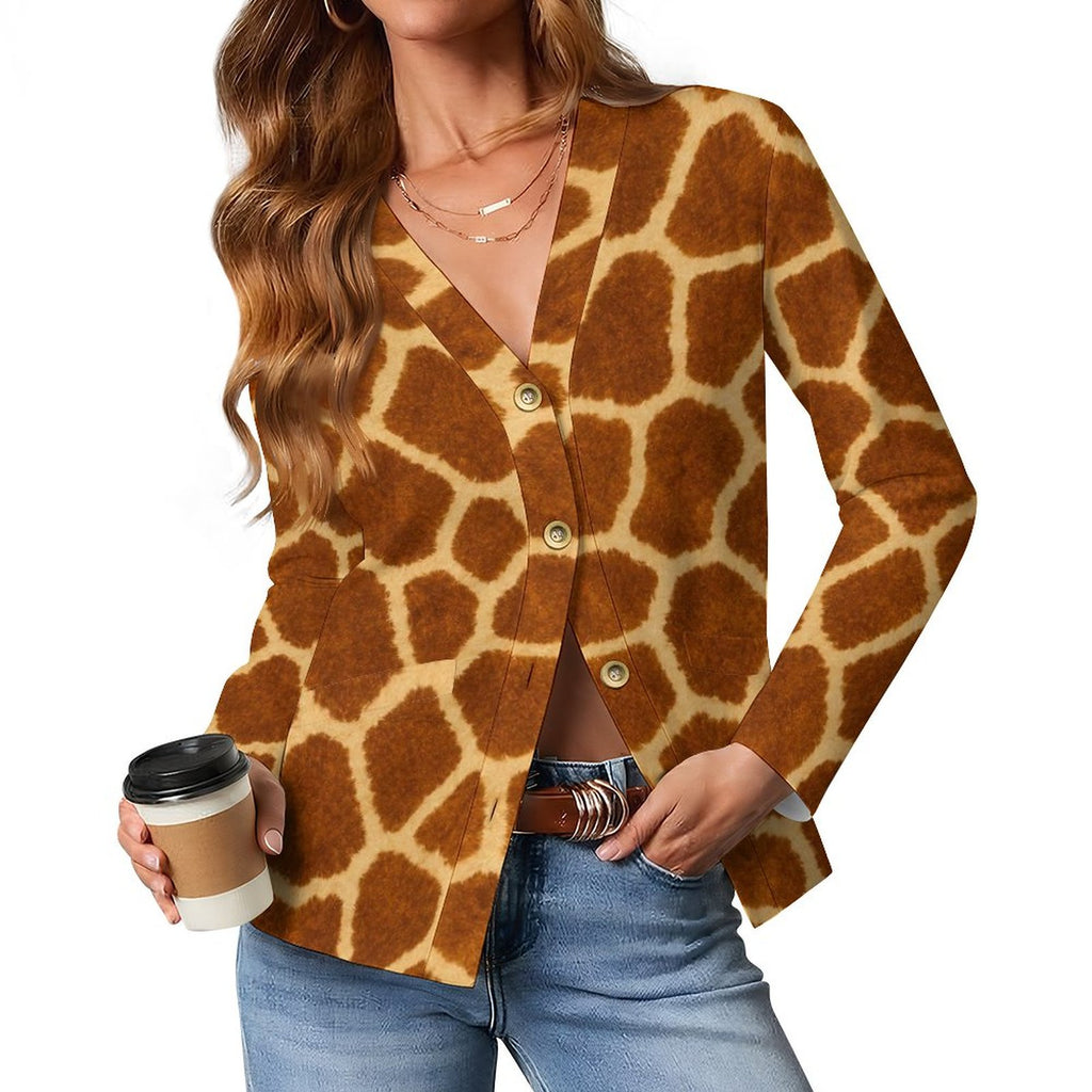 170gsm Women's Lightweight Cardigan(All-Over Printing) - Giraffe Hide