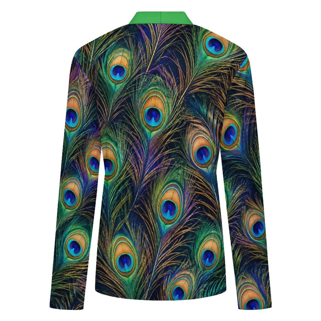 170gsm Women's Lightweight Cardigan(All-Over Printing) - Peacock feathers