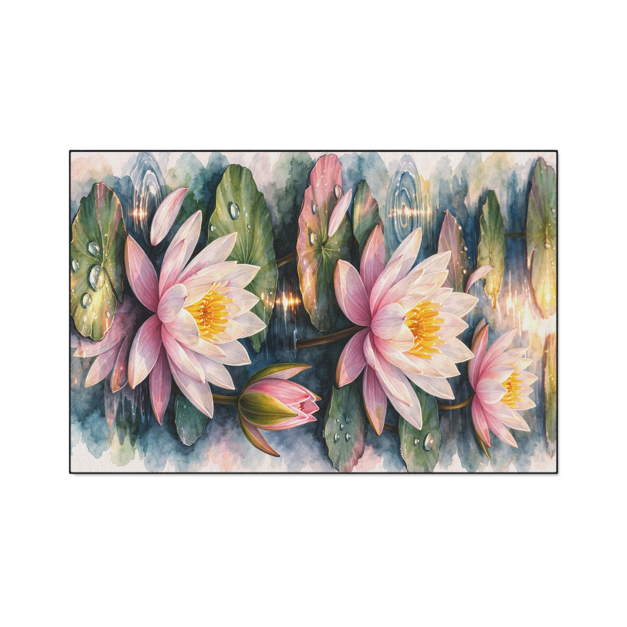 Lotus Watercolor Floor Mat — Heavy Duty Non-Slip Entry Rug