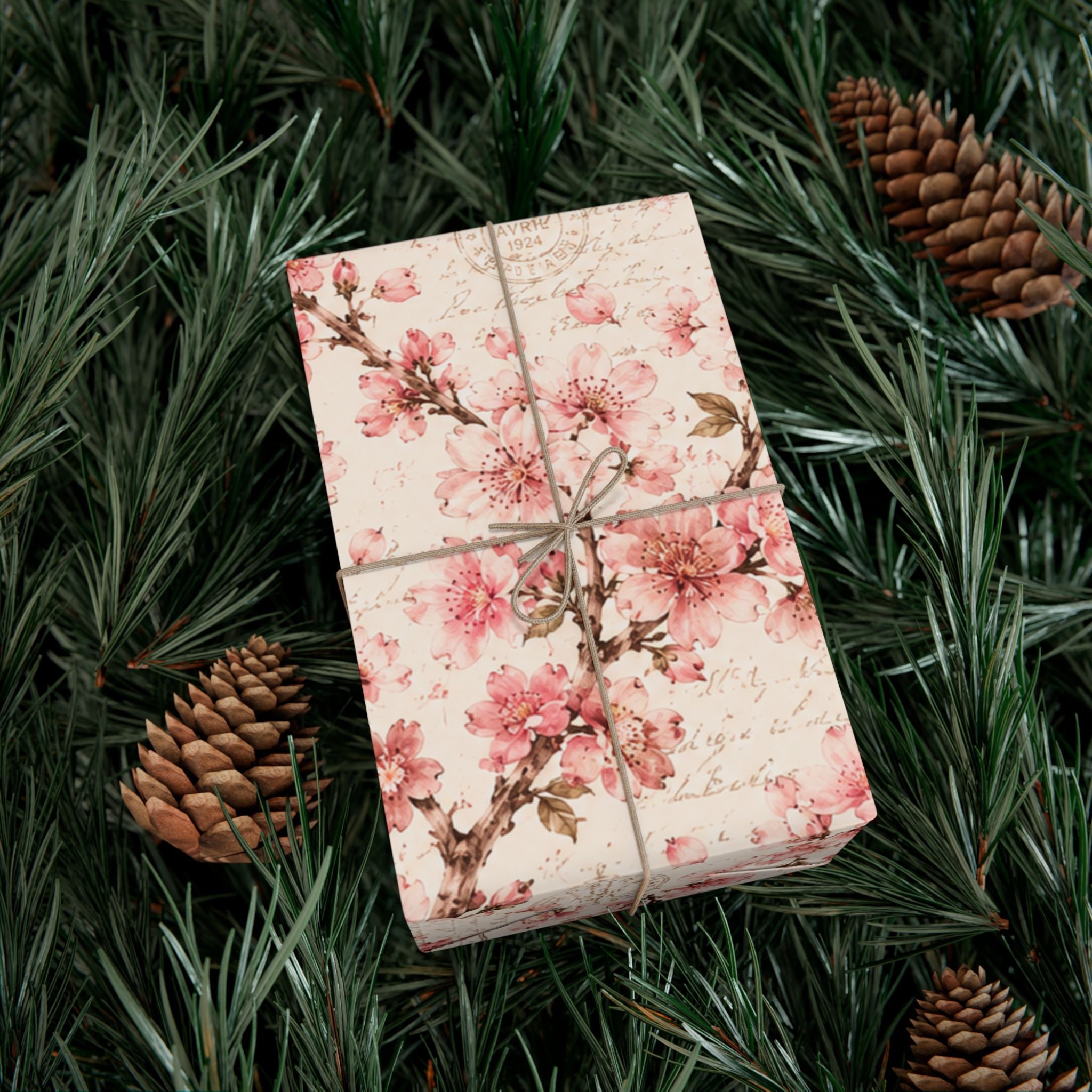 Gift Wrap Paper — Vintage sakura with postal accents