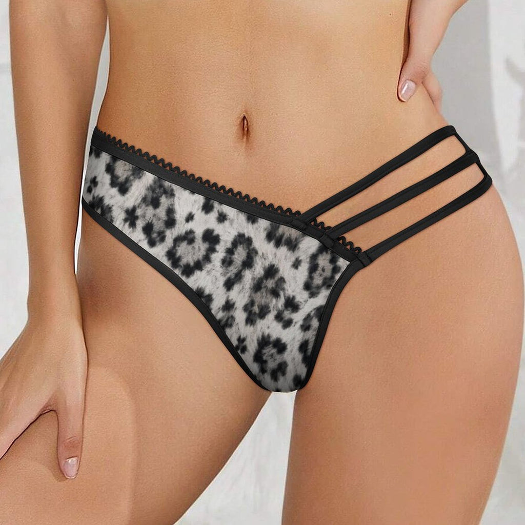 Multi-Strap Lace Briefs(All-Over Printing) - Snow leopard