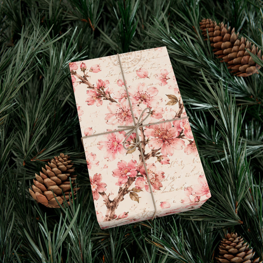 Gift Wrap Paper — Vintage sakura with postal accents