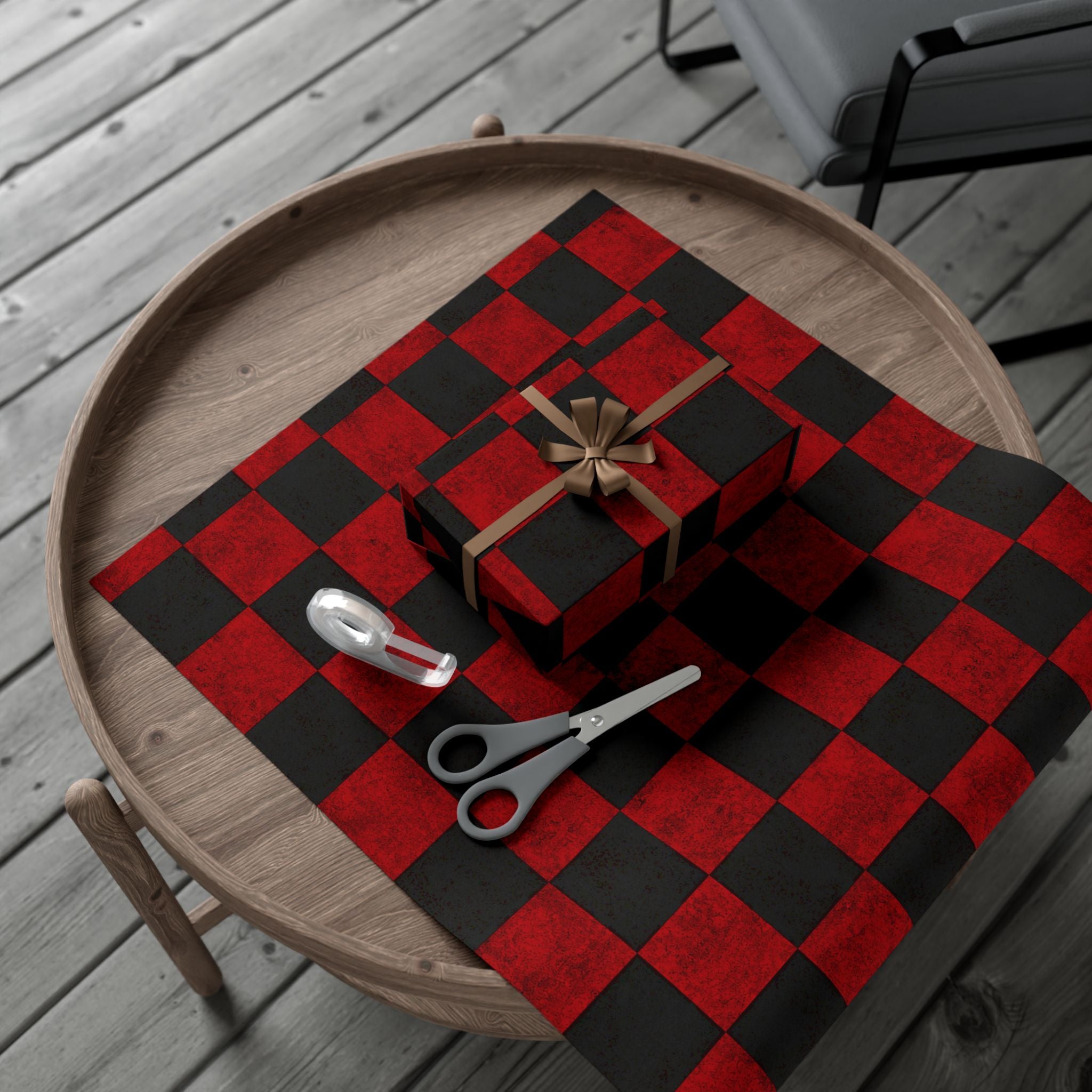 Gift Wrap Paper — Grungy red and black checkerboard pattern
