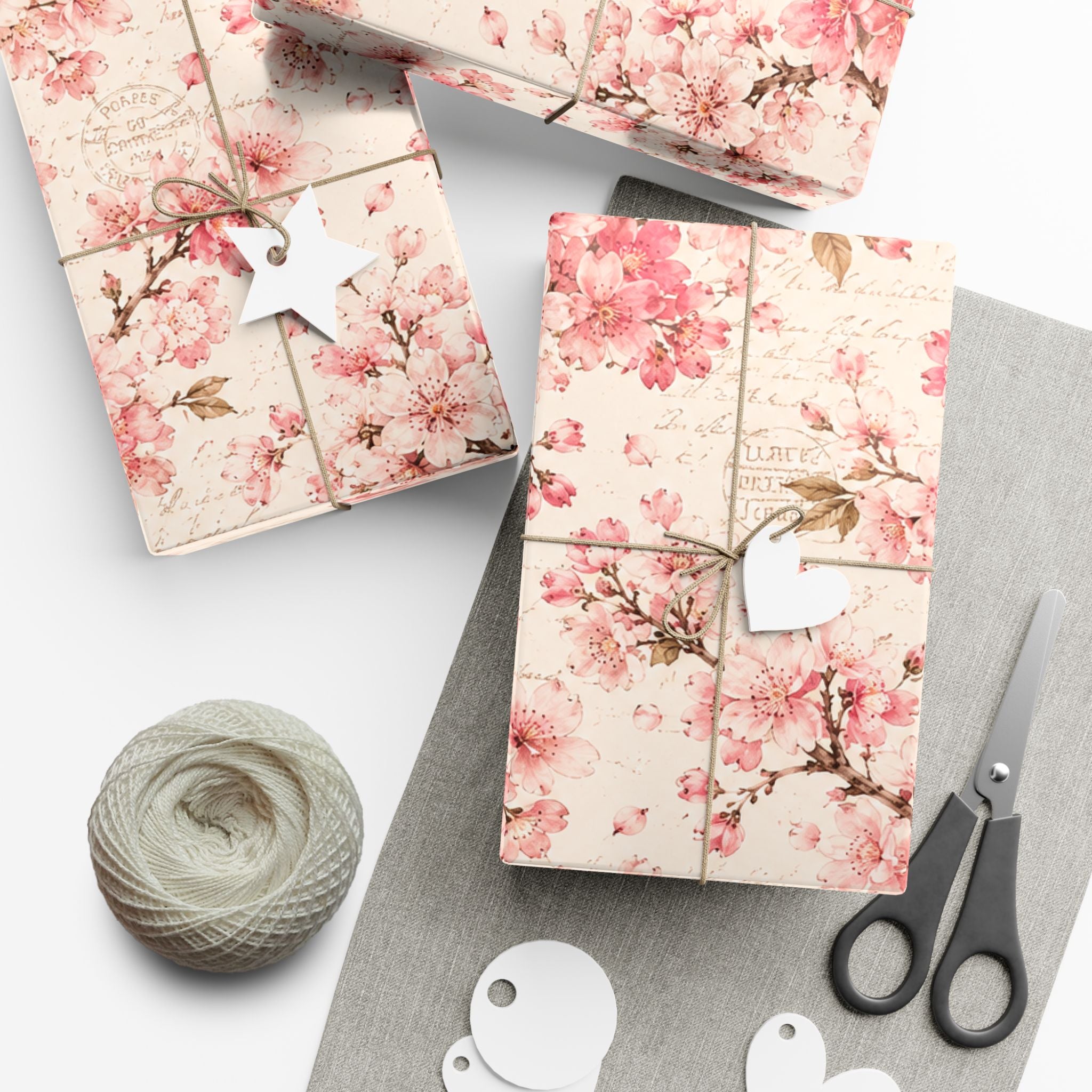 Gift Wrap Paper — Vintage sakura with postal accents