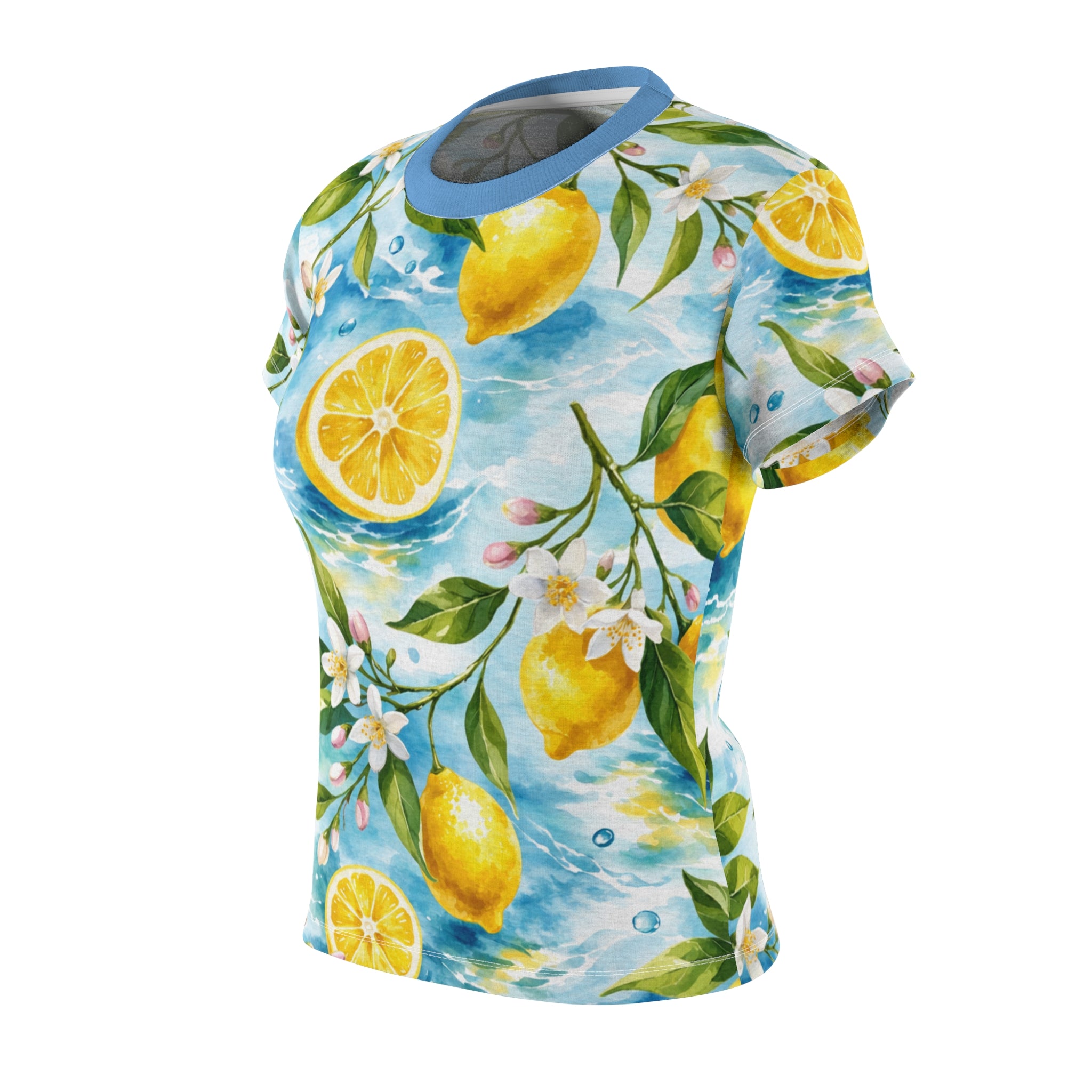 Lemon Blossom Women's Tee – All-Over Print Citrus Floral Shirt