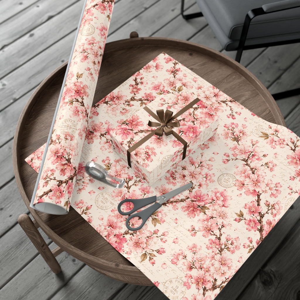 Gift Wrap Paper — Vintage sakura with postal accents