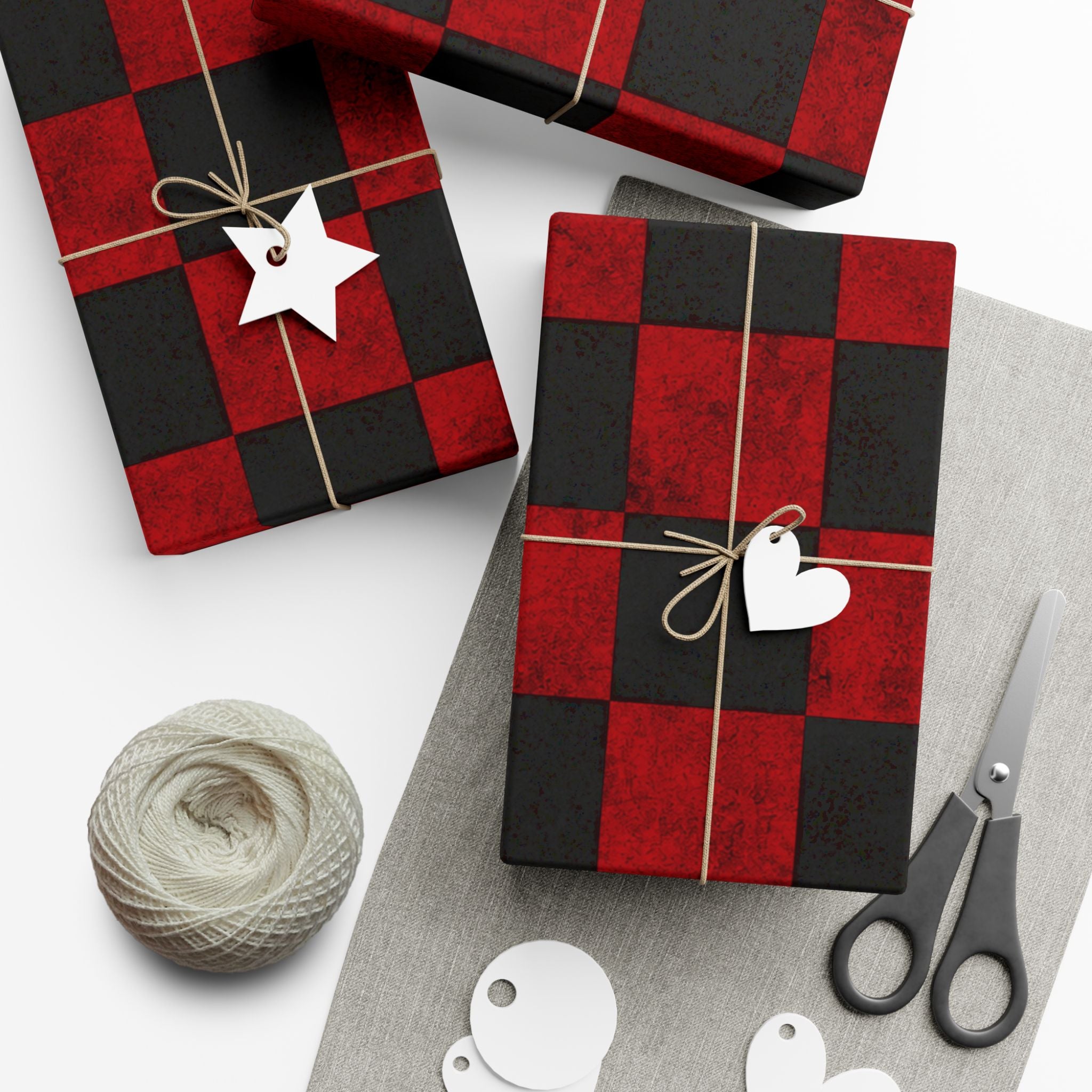 Gift Wrap Paper — Grungy red and black checkerboard pattern