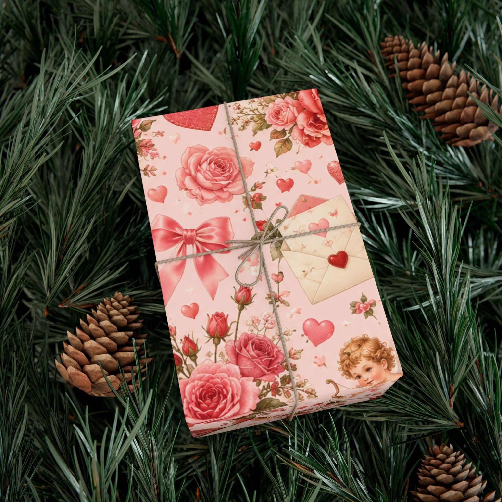Gift Wrap Paper — Romantic vintage Valentine pattern
