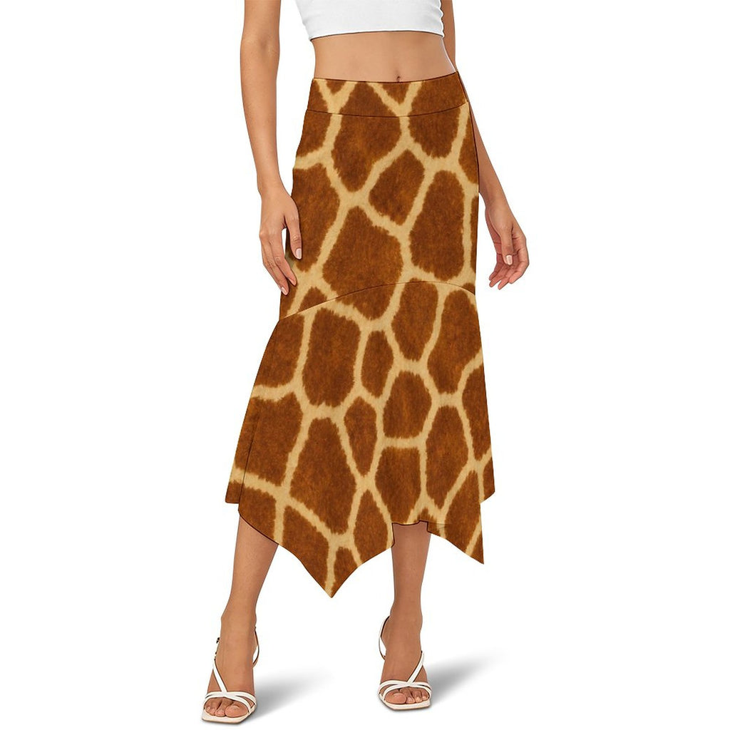 180gsm Irregular Hemmed Skirt(All-Over Printing) - Giraffe Hide