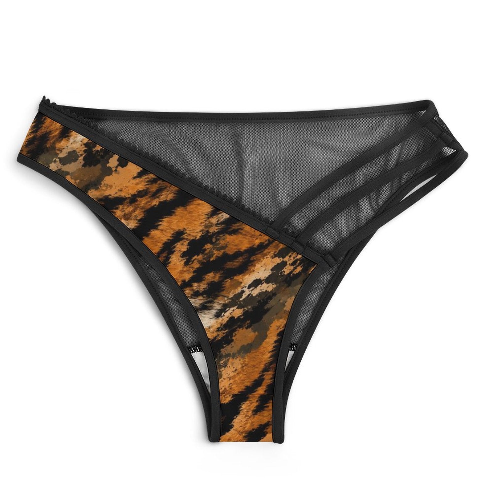 Multi-Strap Lace Briefs(All-Over Printing) - tiger-fur camouflage