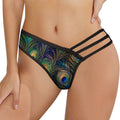 Multi-Strap Lace Briefs(All-Over Printing) - Peacock feathers