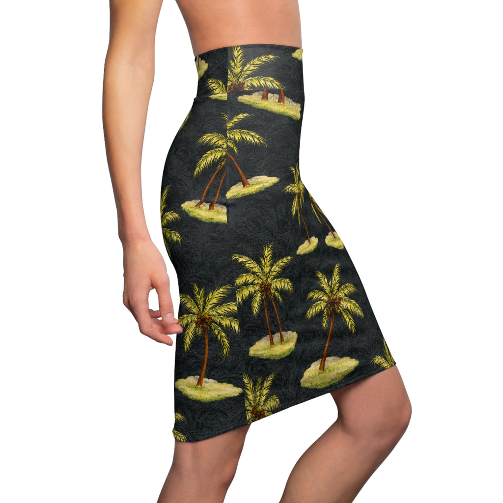 Women's Pencil Skirt (AOP) - Tropical palm islands