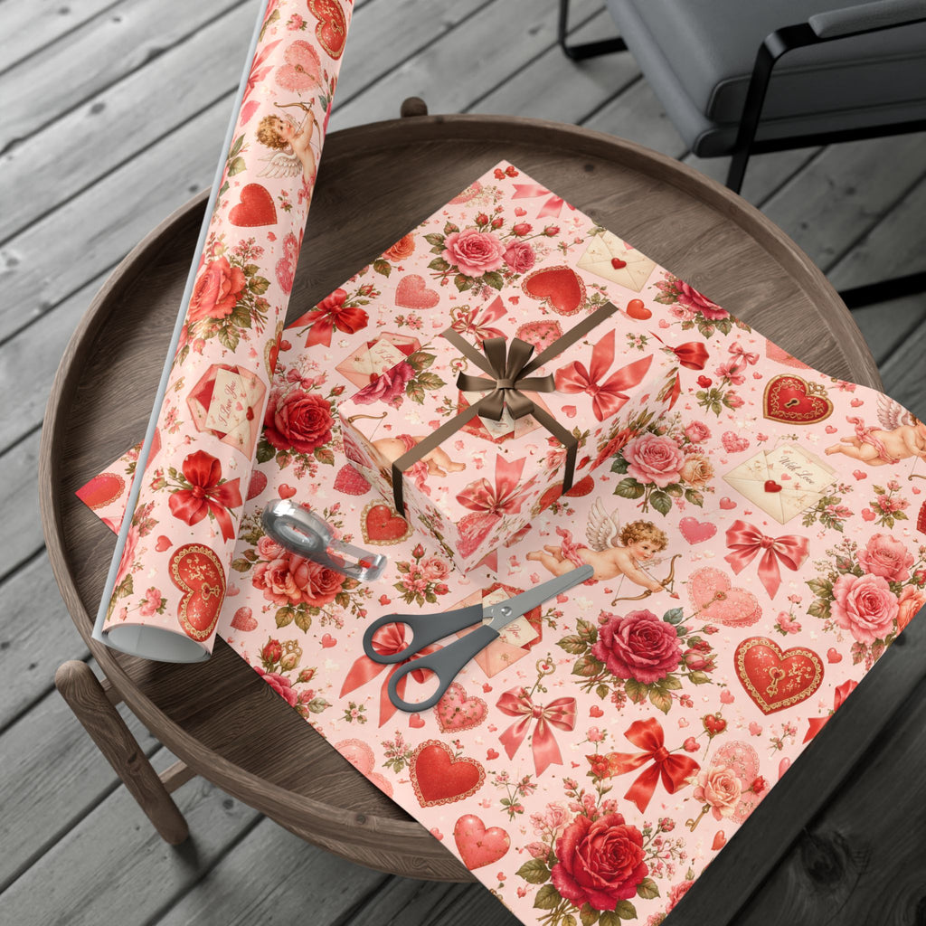Gift Wrap Paper — Romantic vintage Valentine pattern