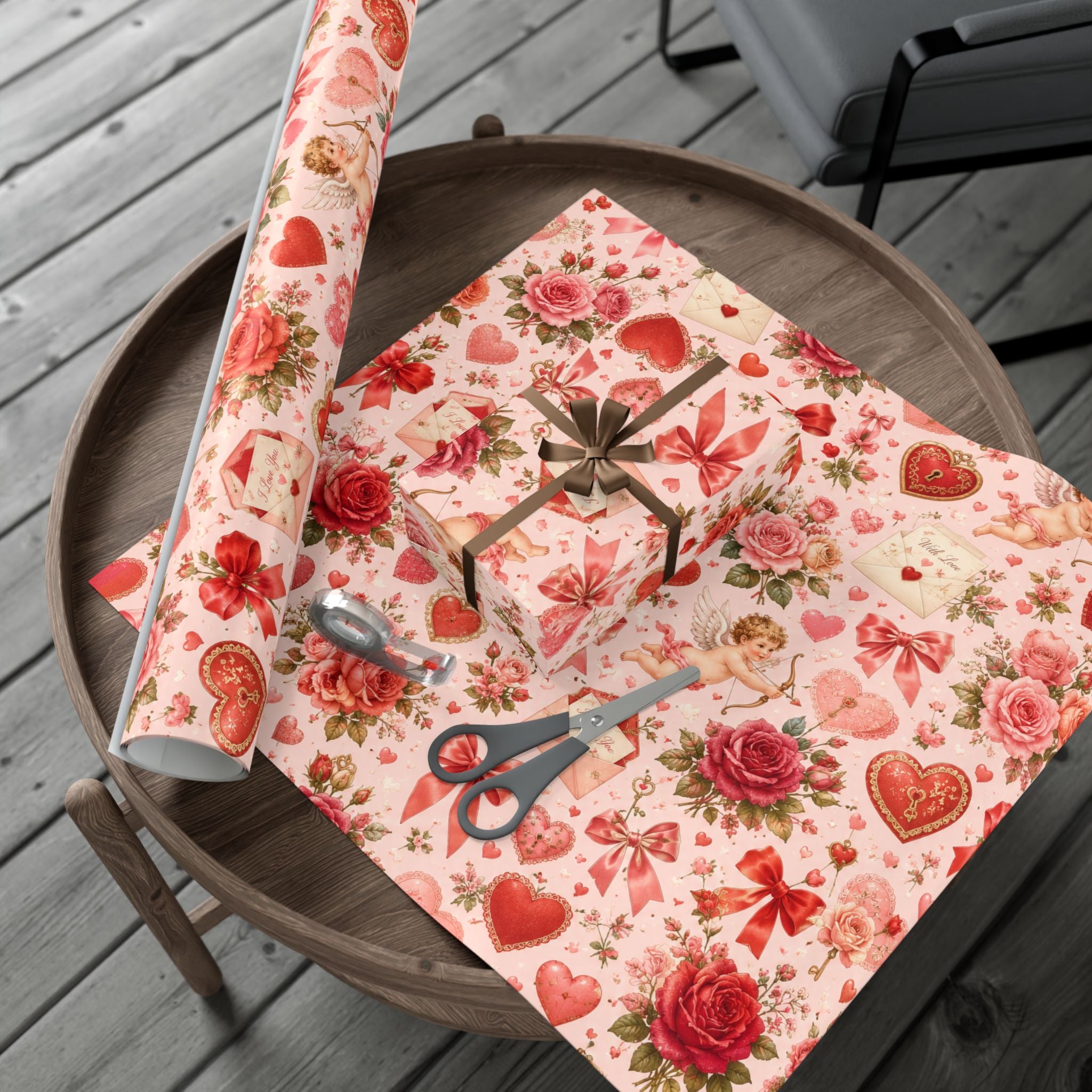 Gift Wrap Paper — Romantic vintage Valentine pattern