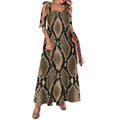 180gsm Ankle-length Slip Dress With Straps(All-Over Printing) - Snake skin Pattern