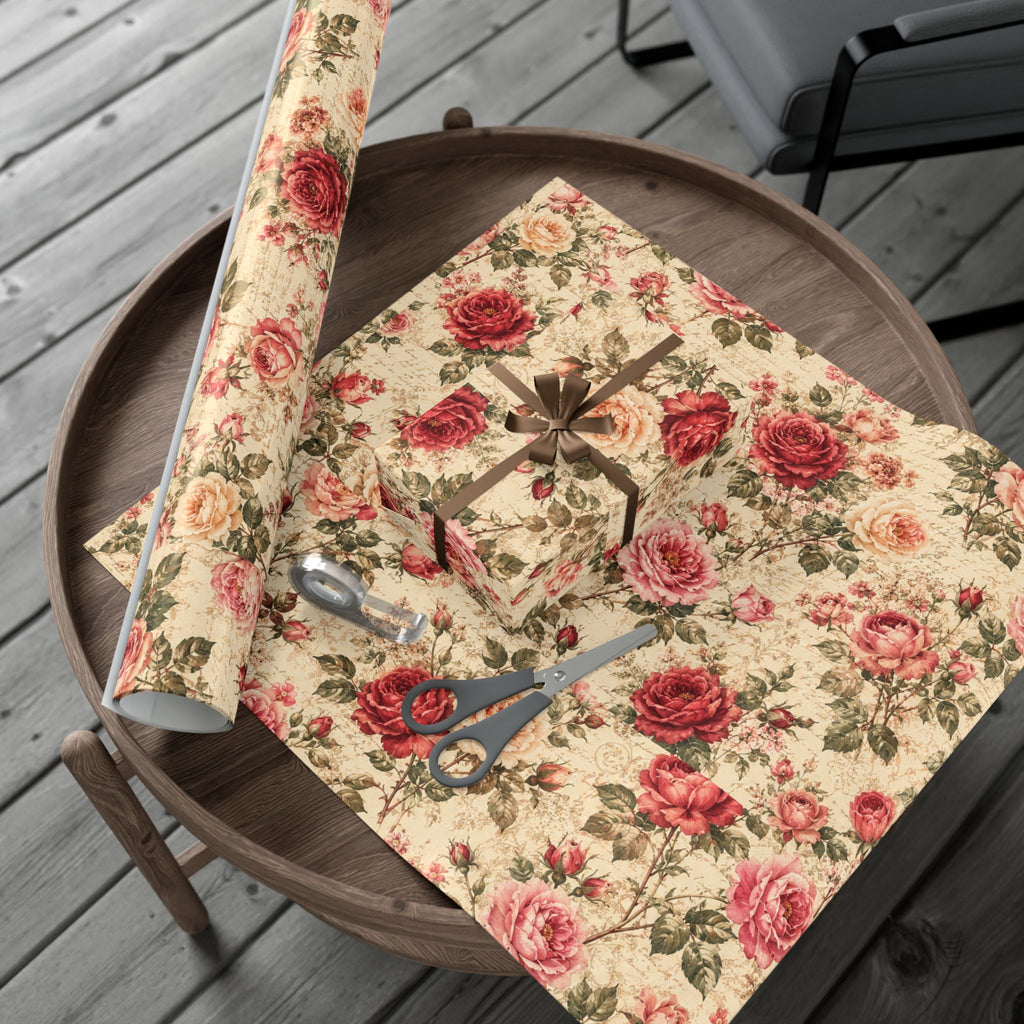 Gift Wrap Paper — Vintage rose floral Romantic Shabby Chic Wrapping Sheets