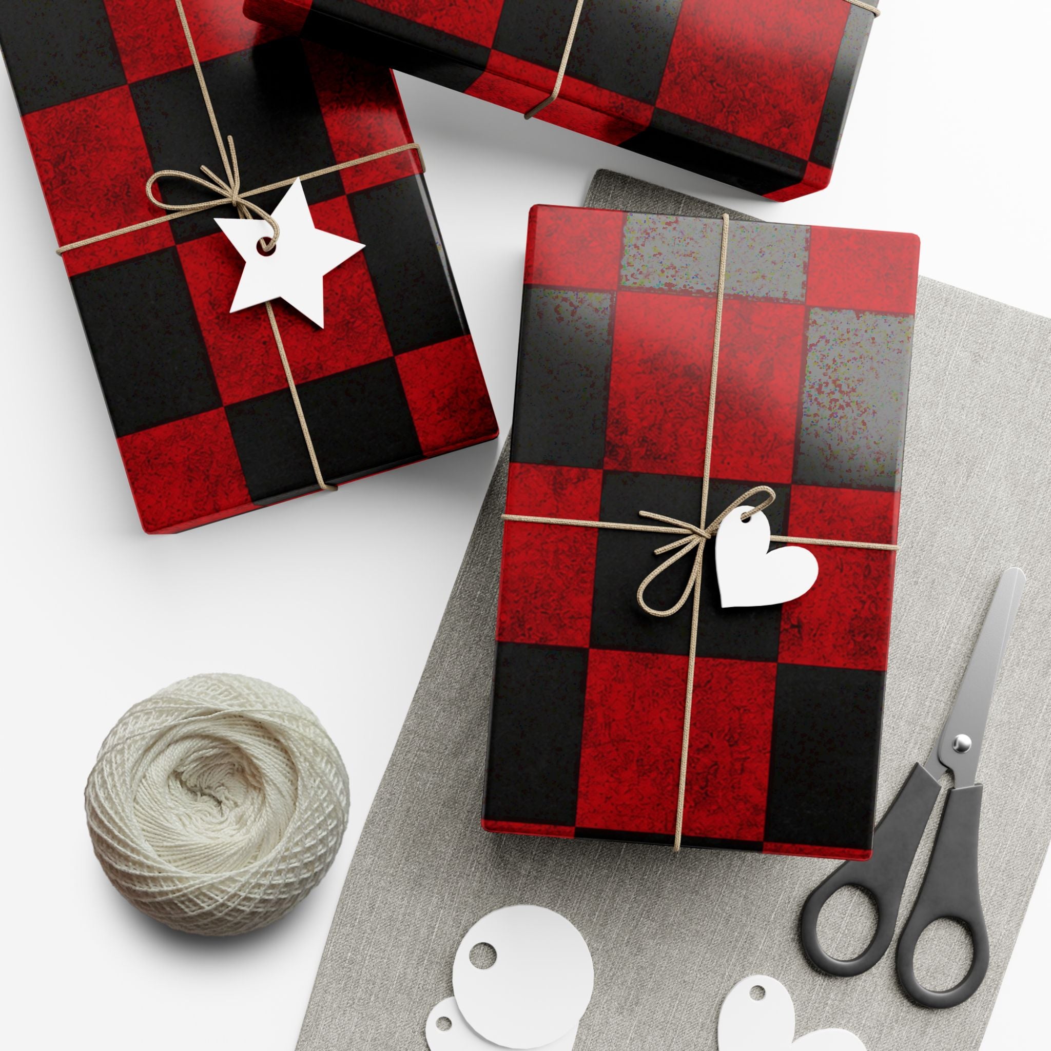 Gift Wrap Paper — Grungy red and black checkerboard pattern