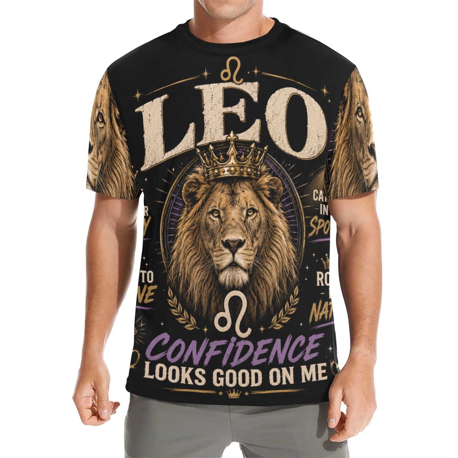 AOP T-Shirt - Leo - royal energy and confidence Men's All Over Print Crew Neck T-Shirt(T40-2)